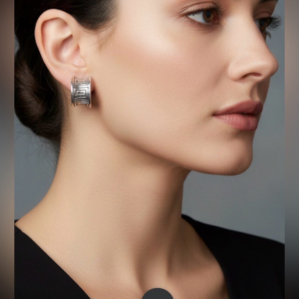 Vintageโ Silver Geometric Clip-On Earrings Formal Cottagecore Office